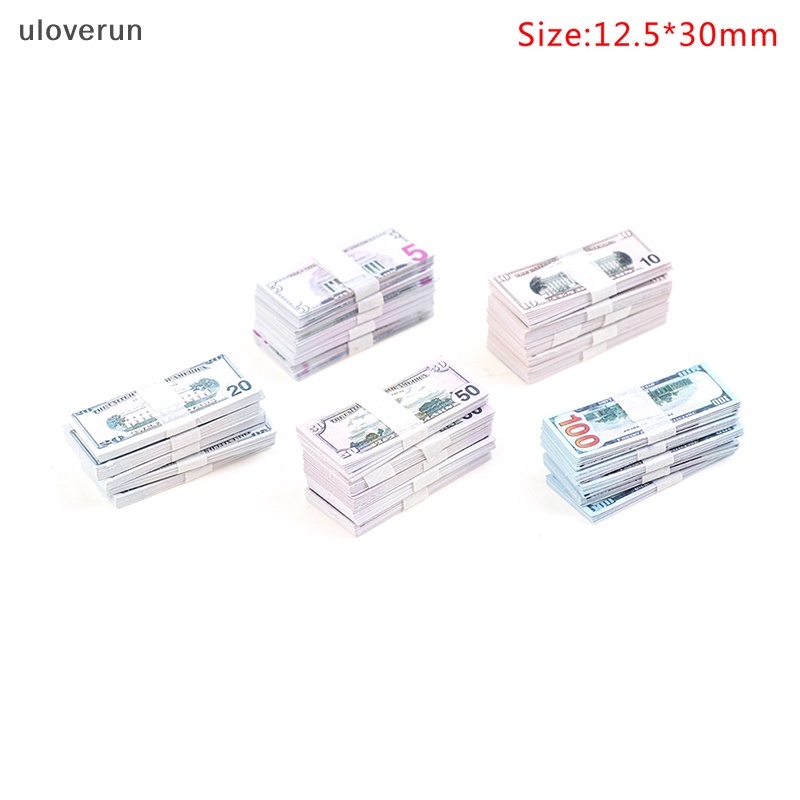 Set 100 Tờ Tiền Đô La 5 / 10 / 20 / 50 / 100 Trang Trí Nhà Búp Bê Tỉ Lệ 1: 12