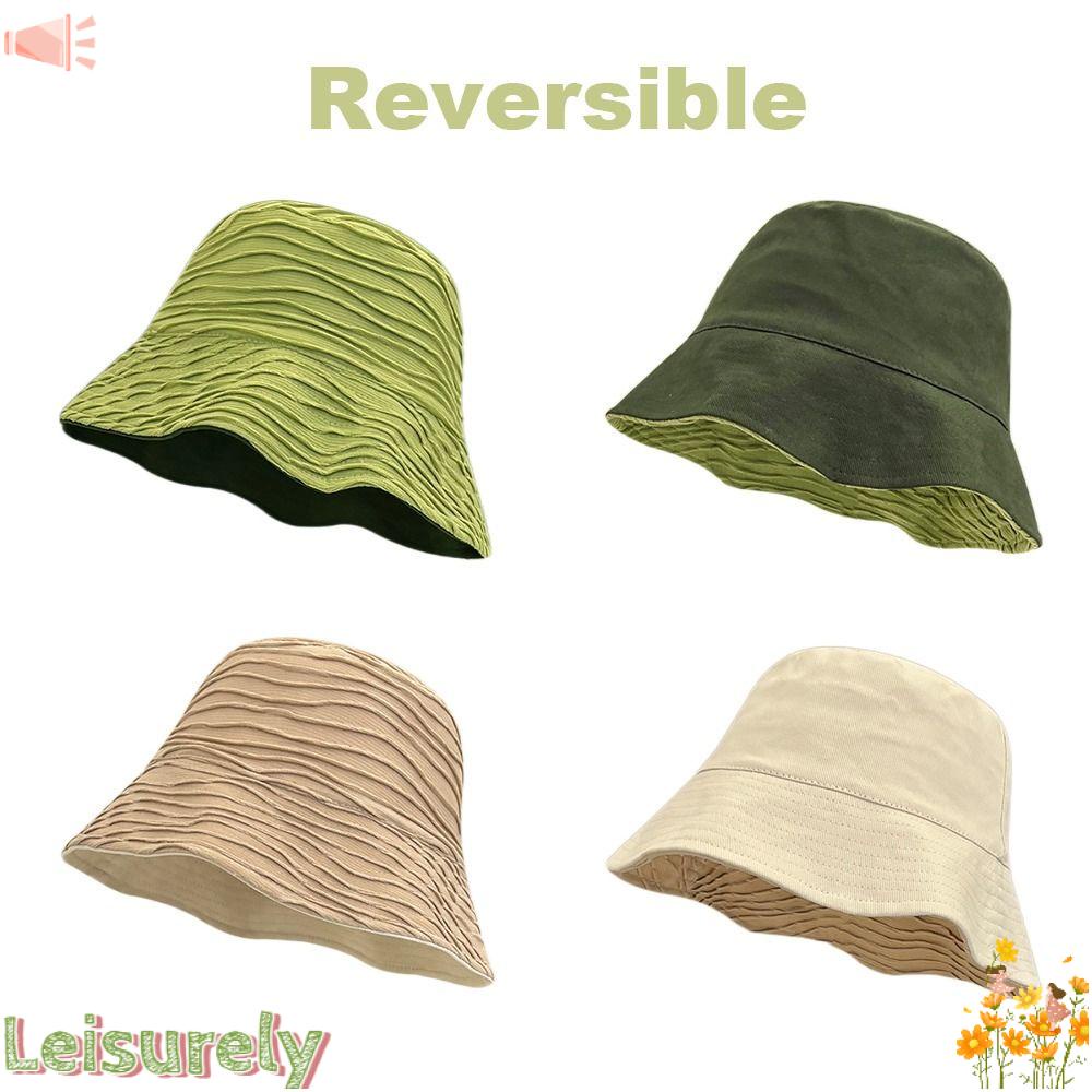 LEILY Nón Tai Bèo Vải Cotton Hai Mặt Chống Tia UV Phong Cách Hawaii Thời Trang Unisex