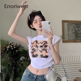 Áo thun nữ Erroriwear chân dung hình miếng đệm vai tay siêu ngắn