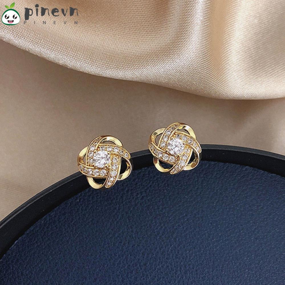 PINEVN Set 2 Khuyên Tai Dạng Xoắn Đính Pha Lê Thời Trang Cao Cấp Cho Nữ