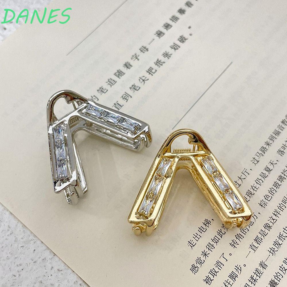 DANES Kẹp Tóc Càng Cua Hình Chữ V Đính Đá Màu Bạc Dễ Thương Cho Bé Gái