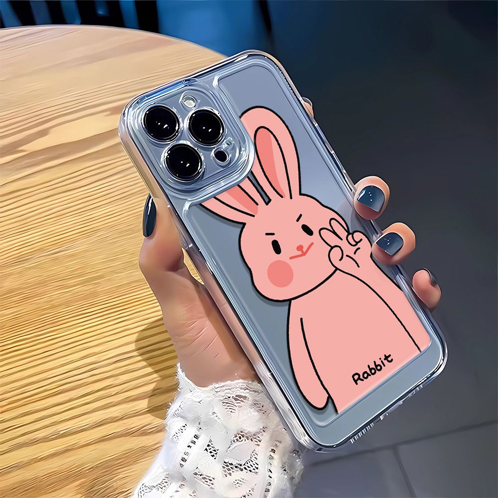 Ốp Điện Thoại Dẻo Màu Hồng Họa Tiết Hoạt Hình Chú Thỏ Dễ Thương Chống Bụi Bẩn Cho iPhone14Promax11 13 7128