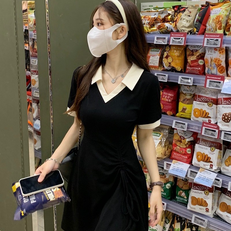 Đầm Cổ polo Ôm Dáng Phối Dây Rút Thời Trang Mùa Hè Cho Nữ