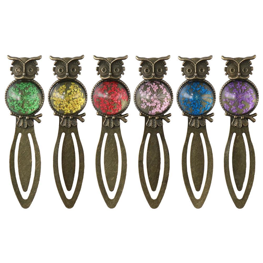 PINEVN Bộ 6 / 6 Thẻ Đánh Dấu Trang Sách Bằng Kim Loại Hình Cú Mèo Vintage Làm Quà Tặng