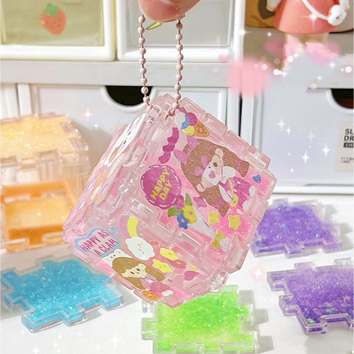 Set 6 Thẻ Đồ Chơi Xếp Hình Goo Pan Goo Dạng Móc Khóa DIY Dành Cho Trẻ Em