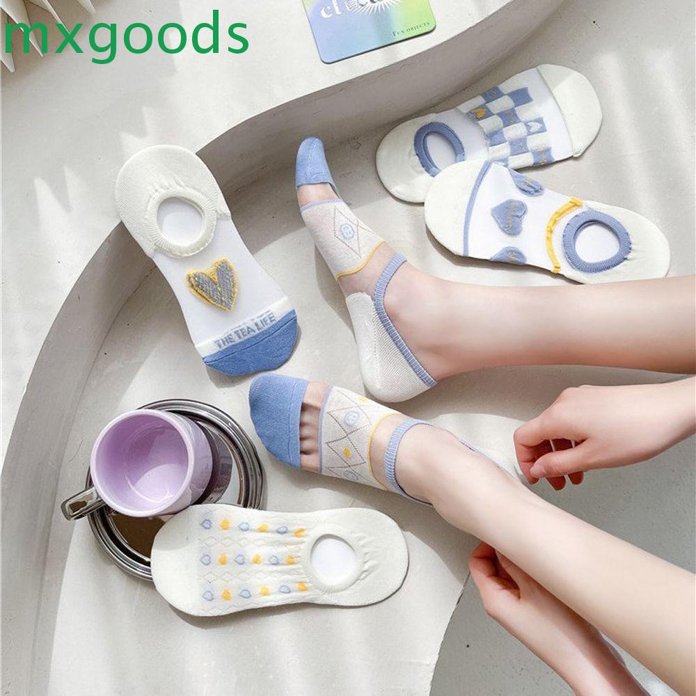 MXGOODS Vớ Thuyền Thoáng Khí Họa Tiết Kẻ Sọc Đơn Giản Phong Cách Harajuku Nhật Bản Cho Nữ