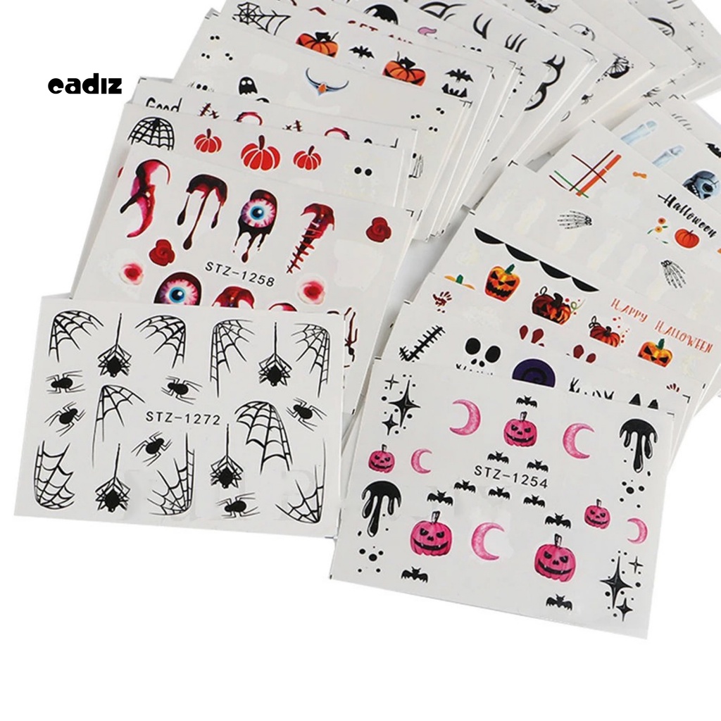 Set 24 Sticker Dán Móng Tay Không Phai Họa Tiết Kinh Dị Halloween