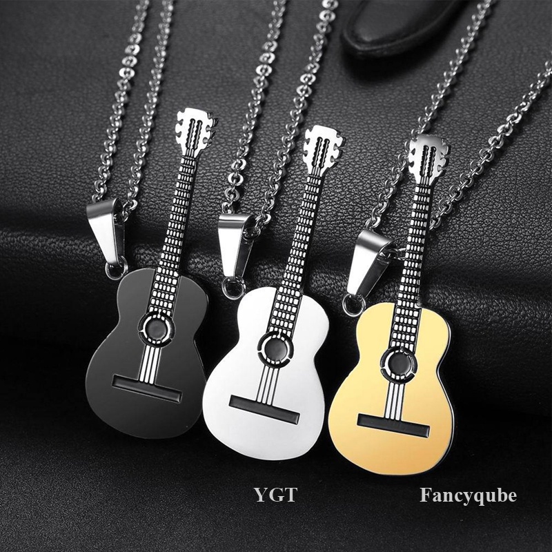 Ygt Vòng cổ Thép Titan Không Phai Hình Đàn Guitar Phong Cách Hip Hop Cho Nam Và Nữ