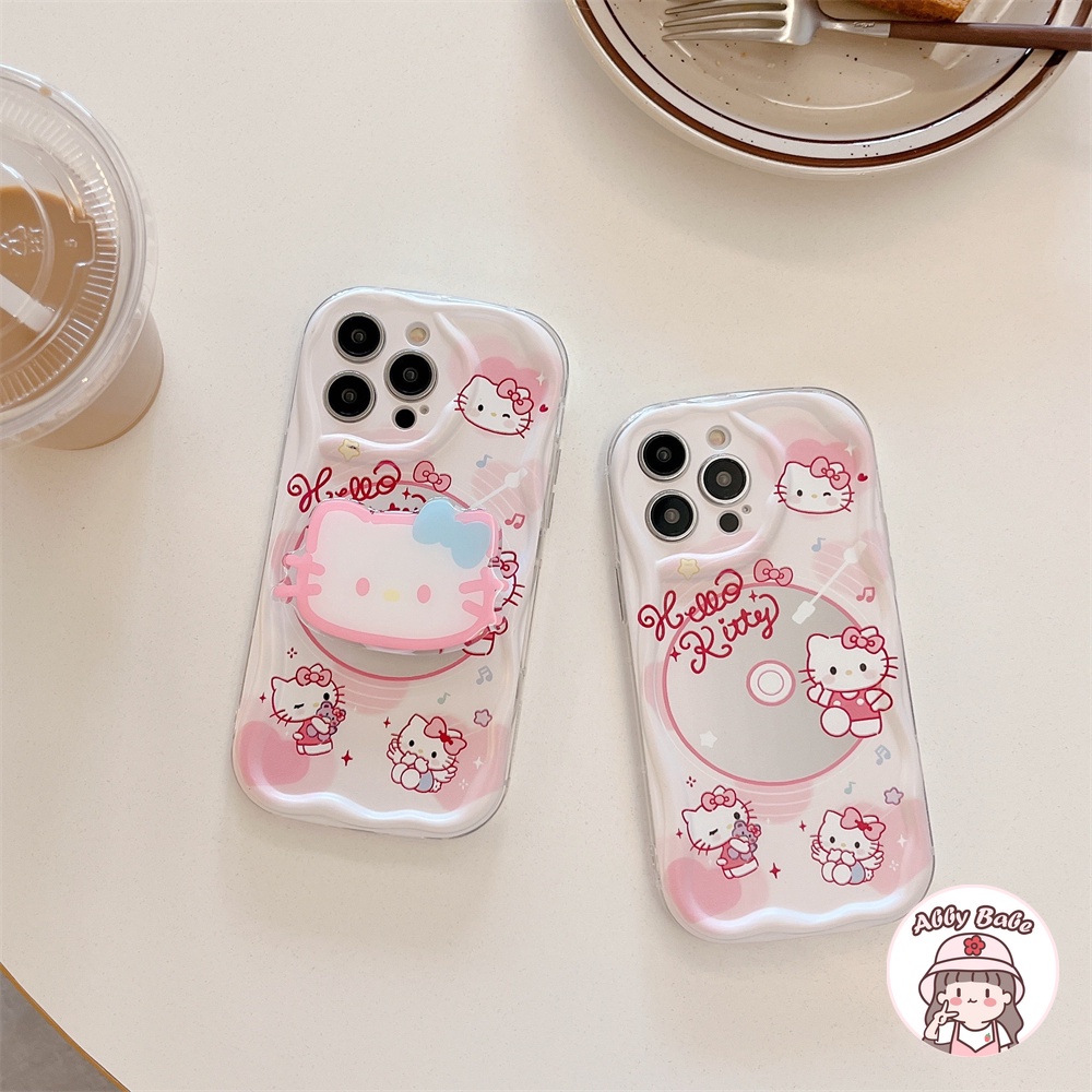 Ốp Điện Thoại TPU Mềm Chống Dơ In Hình Mèo Kitty Màu Hồng Có Giá Đỡ Cho IPhone 14 Pro Max 12 11 Pro Max X XS XR 7Plus