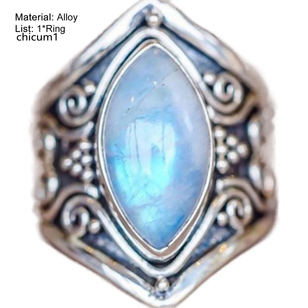 Nhẫn Hợp Kim Đính Đá Oval Lấp Lánh Phong Cách Vintage Cho Nữ