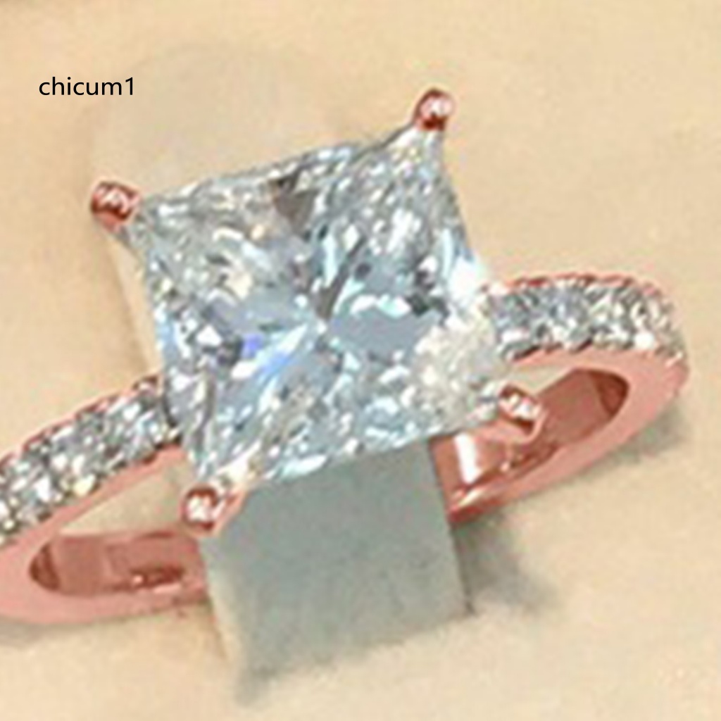Set 2 Nhẫn Hợp Kim Đính Đá Zircon Thời Trang Cho Nữ