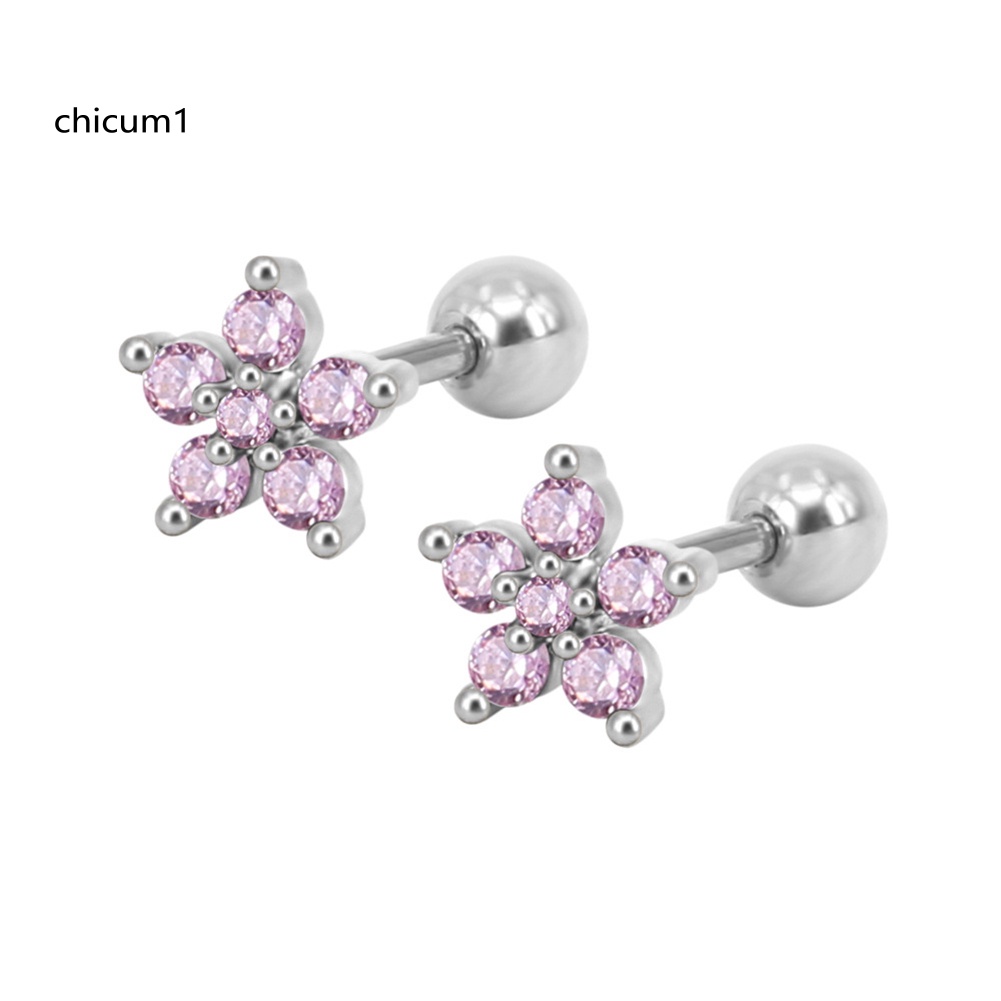 1 Khuyên Xỏ Vành Tai Đính Đá Zircon Thời Trang Nữ