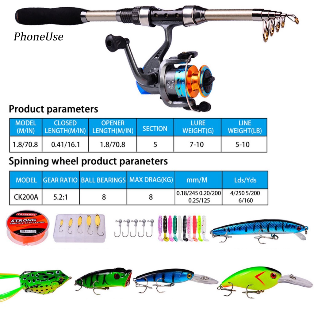 Bộ Cần Câu Cá Bằng PU Sợi Carbon Đa Năng Kèm Túi Đựng Tiện Dụng