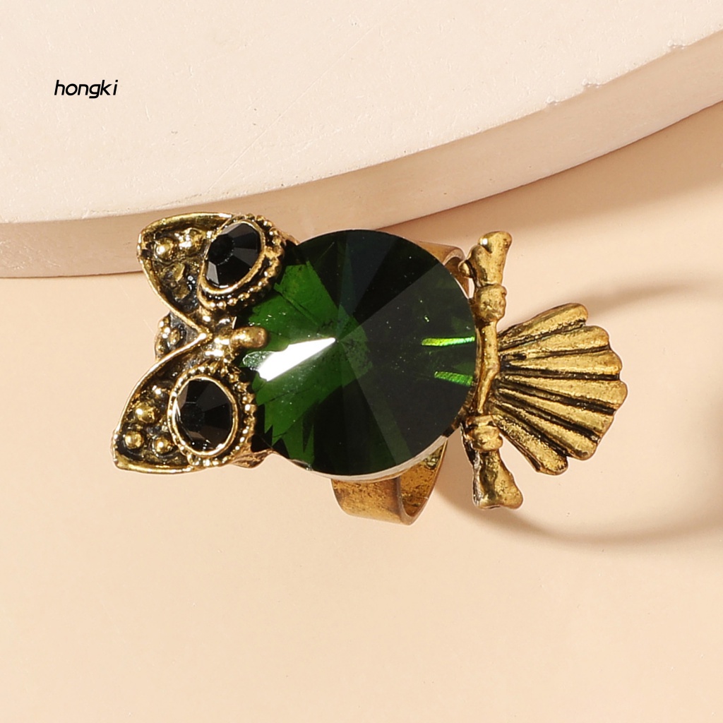 Nhẫn HìNh Cú MèO ĐíNh Kim Cương Giả Dễ Thương Cho Nữ