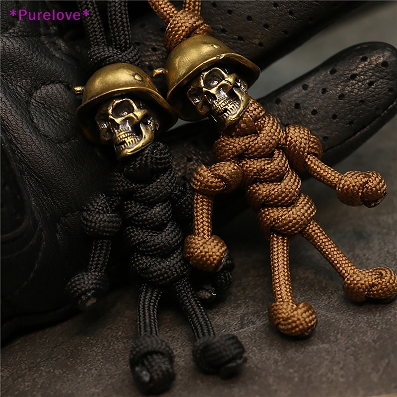 Móc Khóa Dây Thừng Nhỏ Hình Đầu Lâu Đeo Nón Bảo Hiểm Xe Máy / Xe Hơi Phong Cách Retro Mới