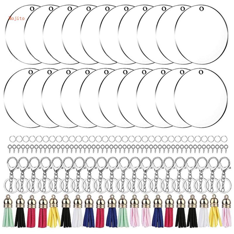 Mojito Móc Khóa Dạng Tua Rua Nhiều Màu Bằng Kim Loại Kèm 100 Vòng Nhỏ Kèm 100 Đinh Vít Tự Làm