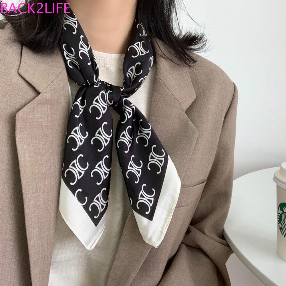 BACK2LIFE Khăn Choàng Satin Vuông In Họa Tiết Phong Cách Bohemian Cổ Điển