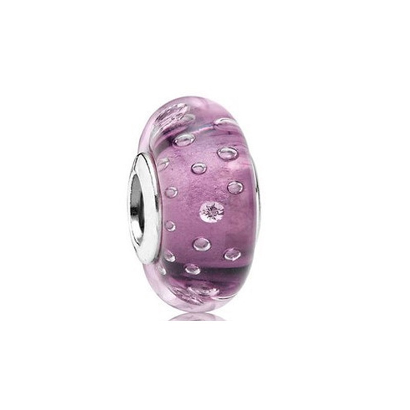 Hạt Charm Mạ Bạc 925Pandora Hình Trái Tim Mặt Kính Gợn Sóng Bằng Bạc 925