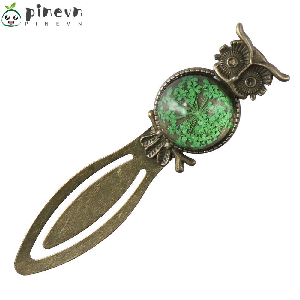 PINEVN Bộ 6 / 6 Thẻ Đánh Dấu Trang Sách Bằng Kim Loại Hình Cú Mèo Vintage Làm Quà Tặng