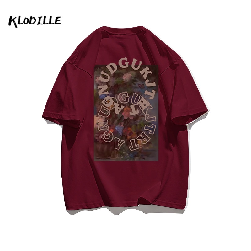 KLODILLE Áo Thun 100% Cotton Tay Ngắn Dáng Rộng In Hoạ Tiết Đơn Giản Trẻ Trung Cho Nam Giới Local Brand