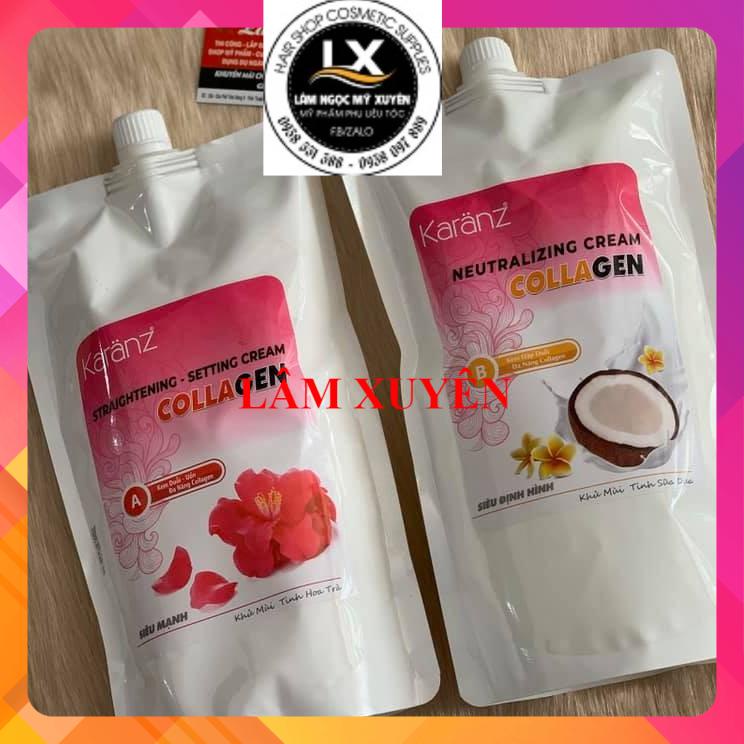 Duỗi siêu mạnh KARANZ hoa trà trái dừa 1000ml 🌺CHÍNH HÃNG🌺 duỗi uốn đa năng, uốn nóng, bóng tóc, khử mùi giá sỉ salon 🌺🌺
