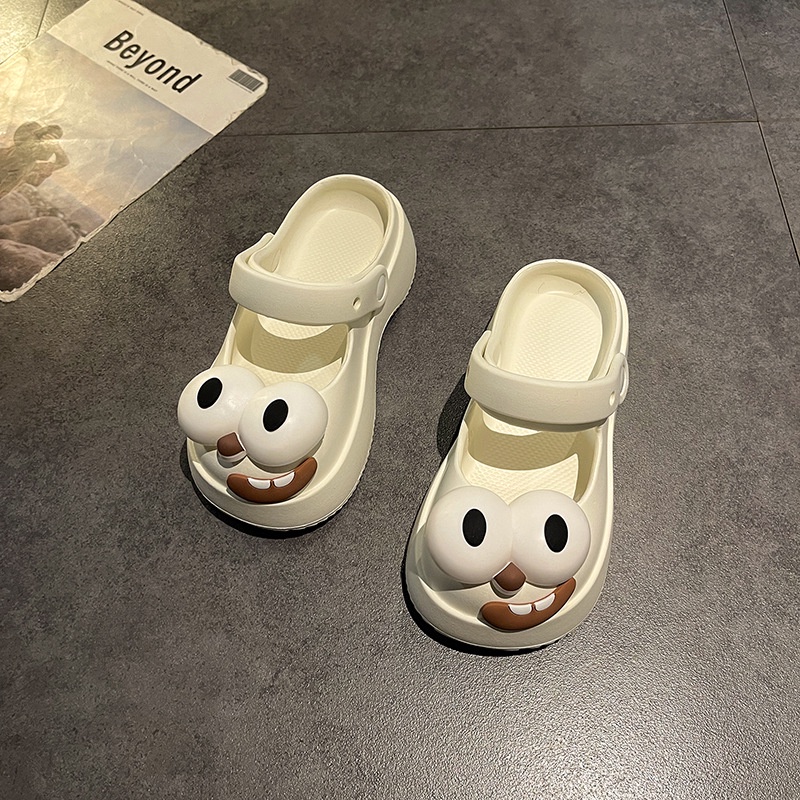 ❤️BAILUDAREN❤️Sục đục lỗ chống trượt hình hoạt hình chó mắt to dễ thương cho nữ