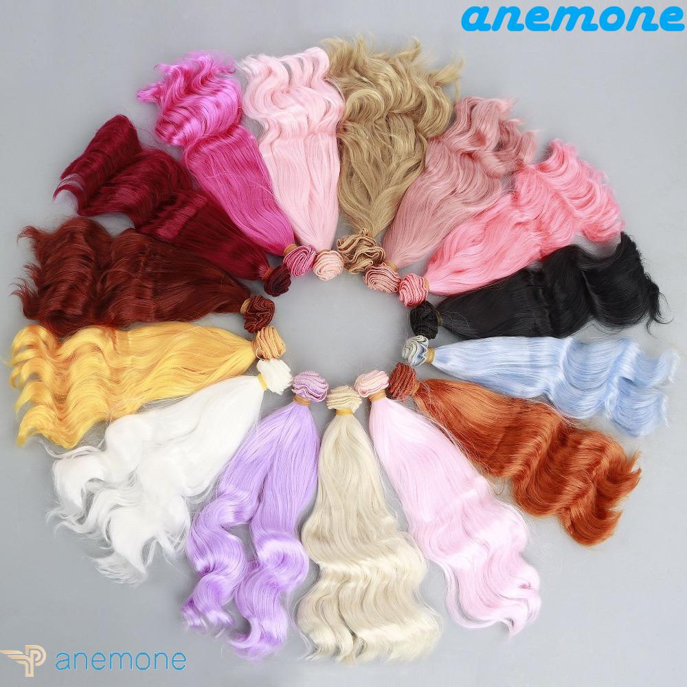 ANEMONE Tóc Giả Màu Đen Tự Nhiên Chất Lượng Cao Cho Búp Bê