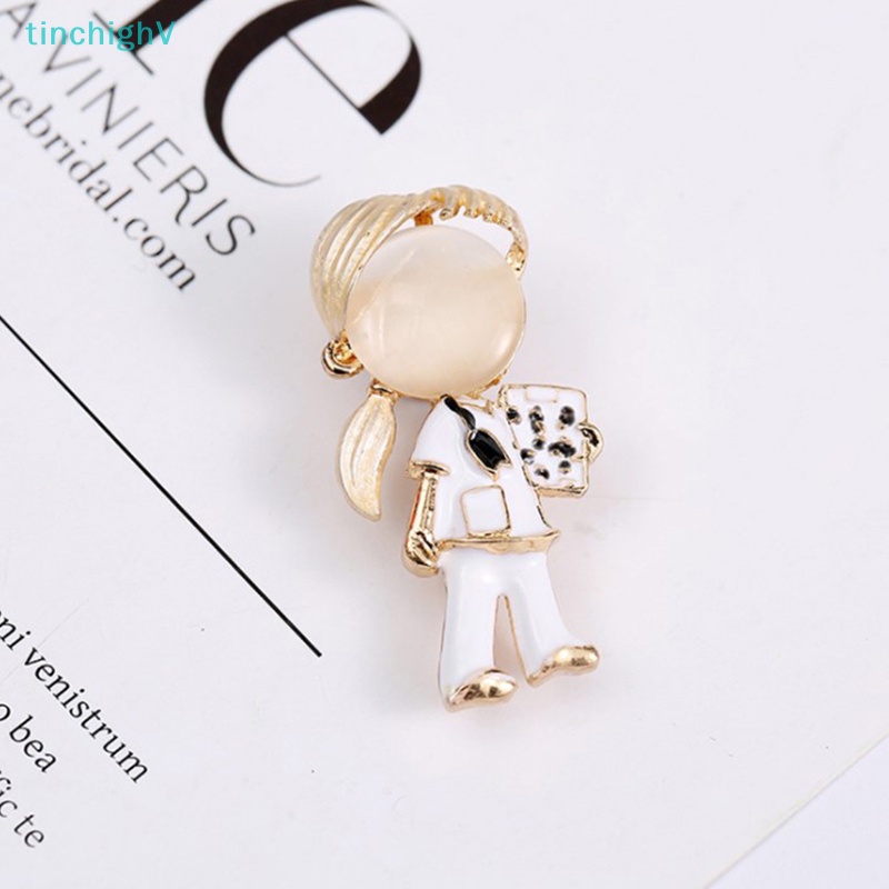 [TinchighV] Trâm Cài Áo Hình Cô Gái Paing Đính Đá Opal Dễ Thương Thời Trang Cho Nữ [Mới]