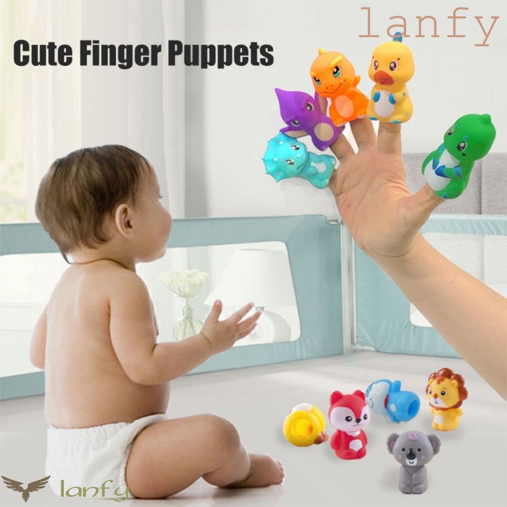 LANFY Rối Ngón Tay Hình Khủng Long Bằng Cao Su Mềm Dành Cho Trẻ Em