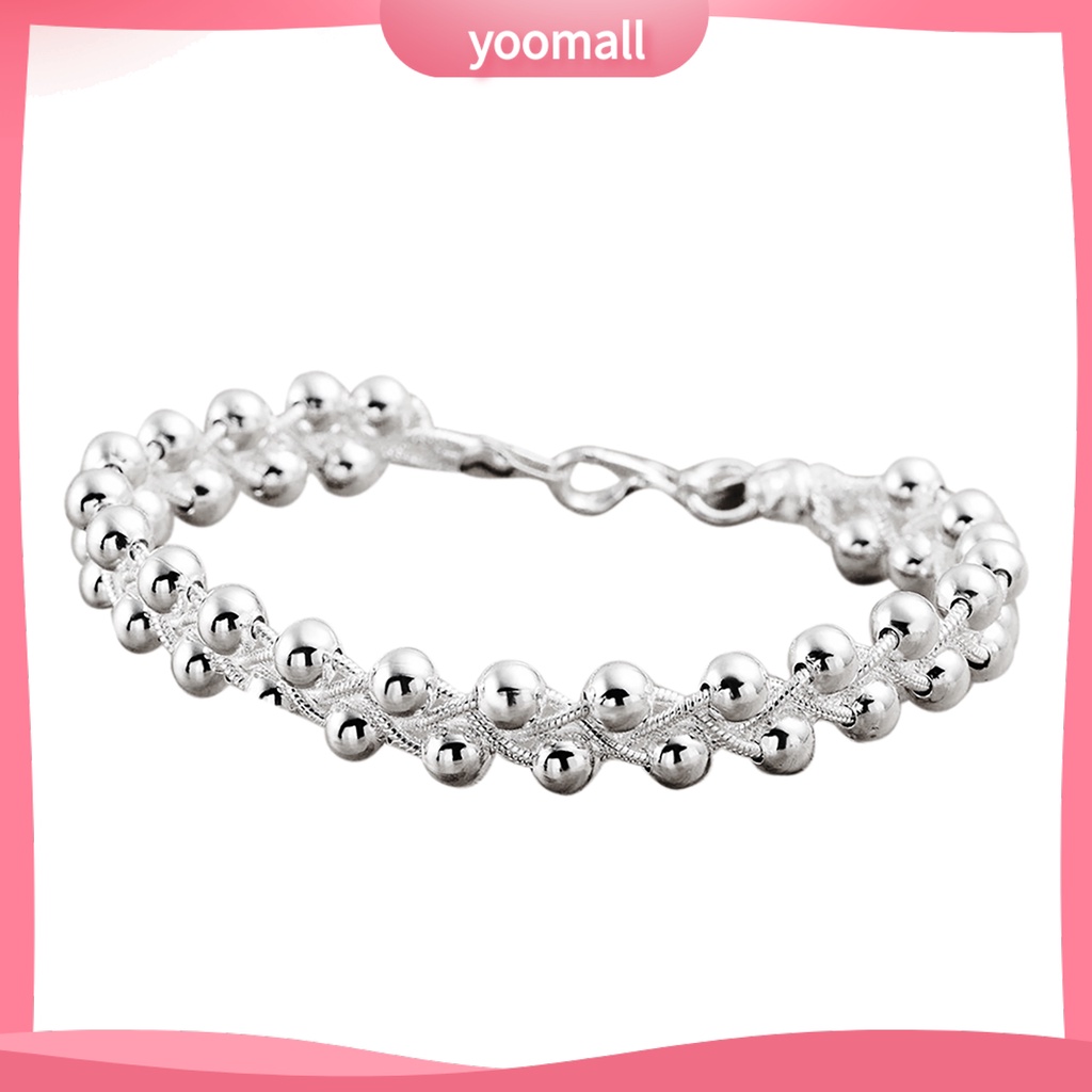 Vòng Tay Chuỗi Hạt Mạ Bạc Thời Trang Cho Nữ