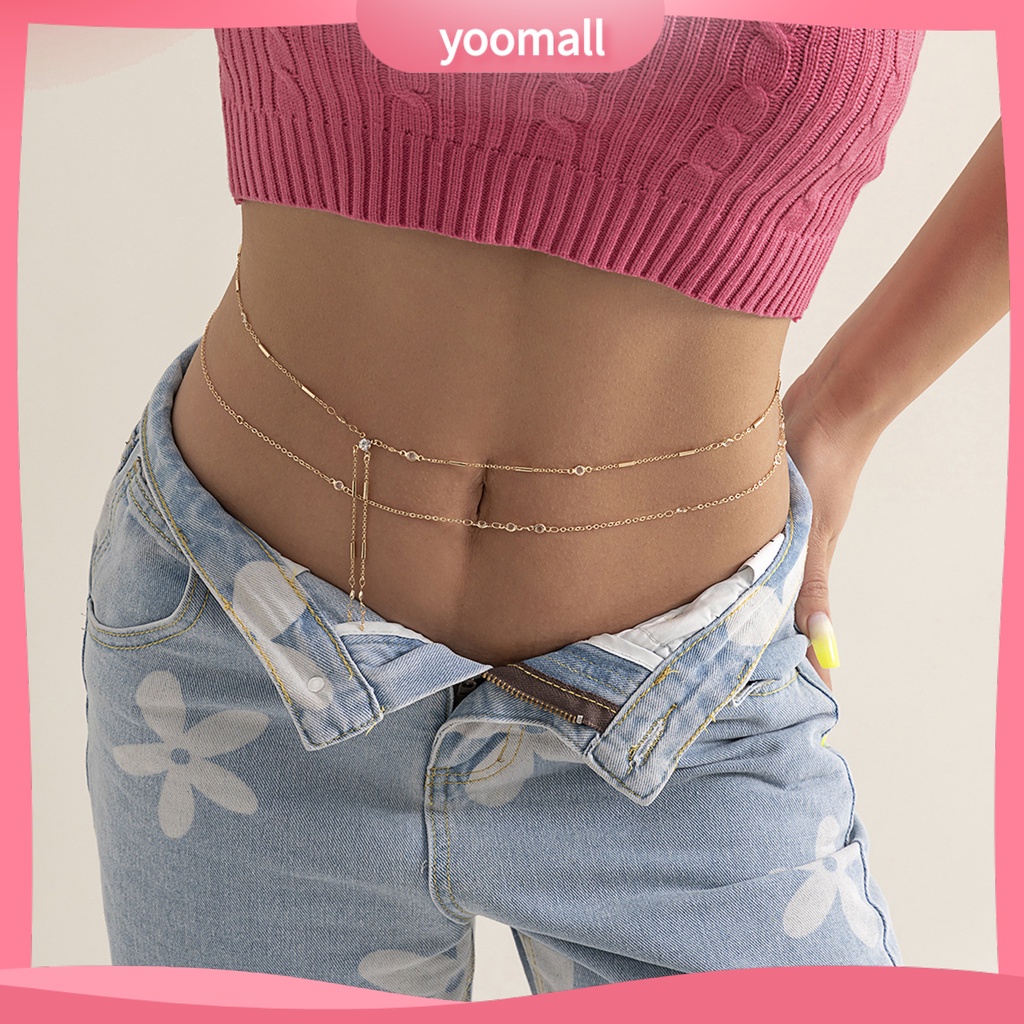 [YM] Set 2 Dây Xích Thắt Lưng Hai Lớp Khóa Tôm Hùm Tinh Tế Phong Cách Hip Hop Cho Nữ Biểu Diễn