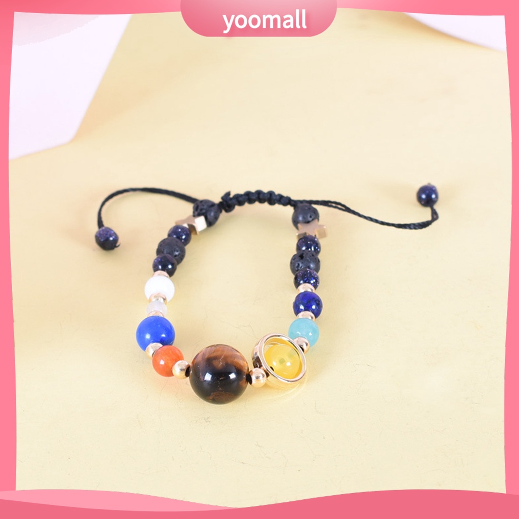 [YM] Vòng Tay Chuỗi Hạt Hình Hành Tinh Tám Hành Tinh Nhiều Màu Sắc Có Thể Điều Chỉnh Làm Quà Tặng Trang Sức Cho Nam Và Nữ Hệ Mặt Trời