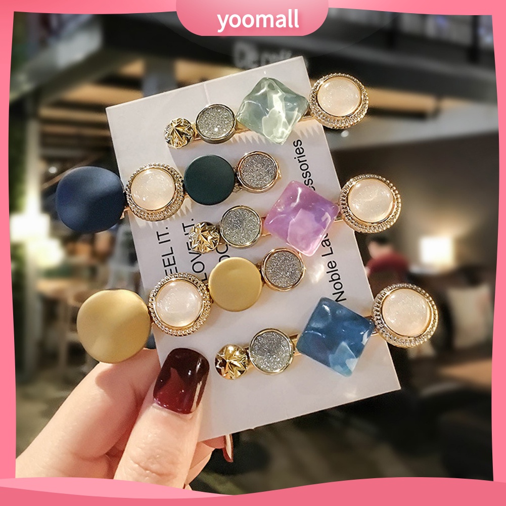 Kẹp Tóc Nữ Hình Tròn / Vuông Kiểu Dáng Thời Trang