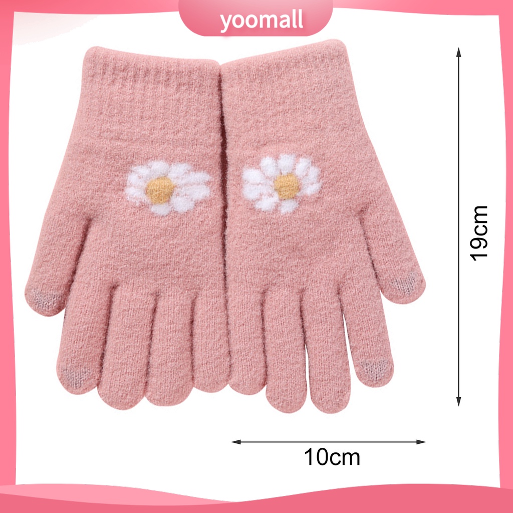 1 Đôi Găng Tay Lái Xe Chống Lạnh Mềm Mại Co Giãn In Họa Tiết Hoa Dễ Thương Có Thể Chạm Màn Hình Cảm Ứng