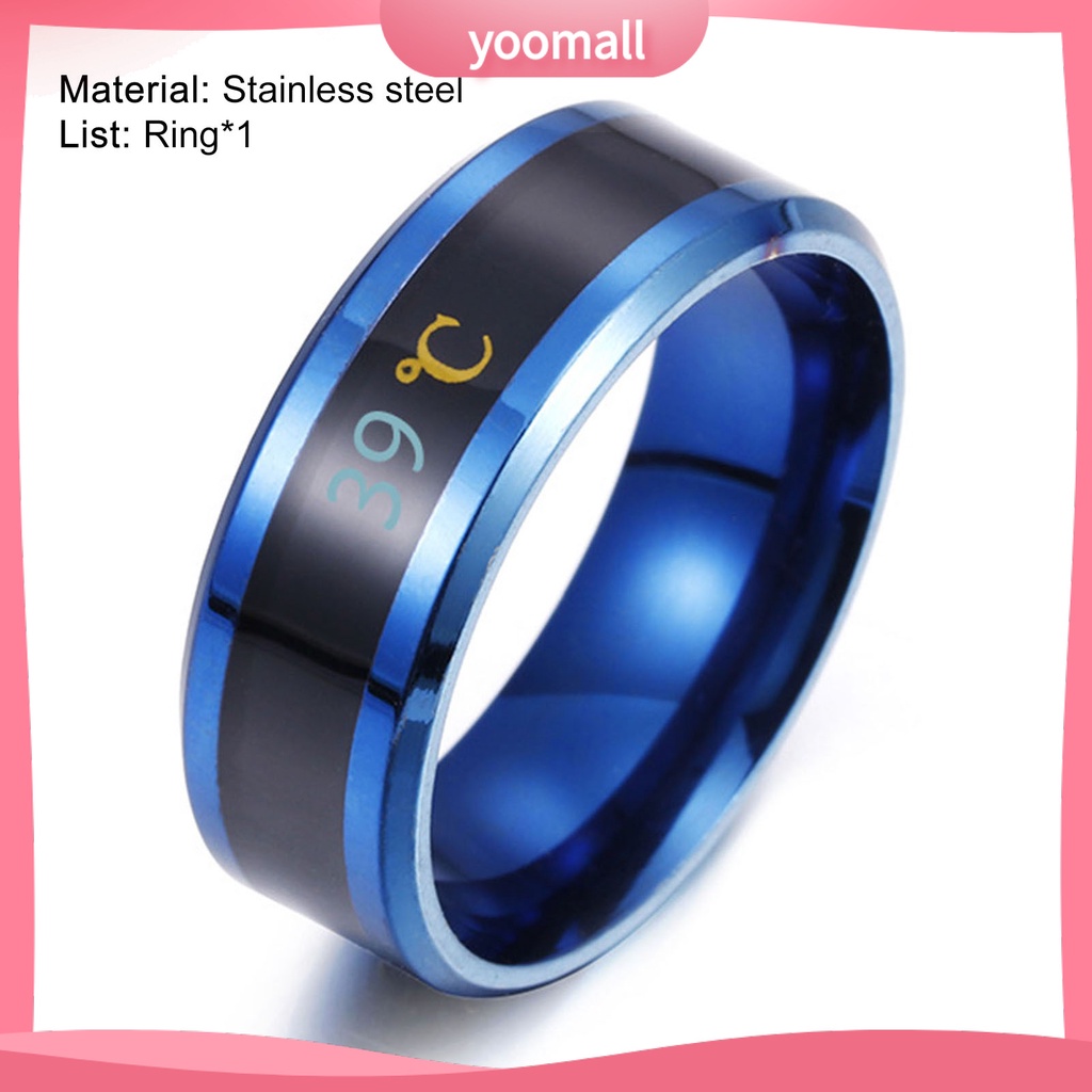 Nhẫn Thép Không Gỉ Hiển Thị Nhiệt Độ Thời Gian Thực Tế Cho Nam Nữ