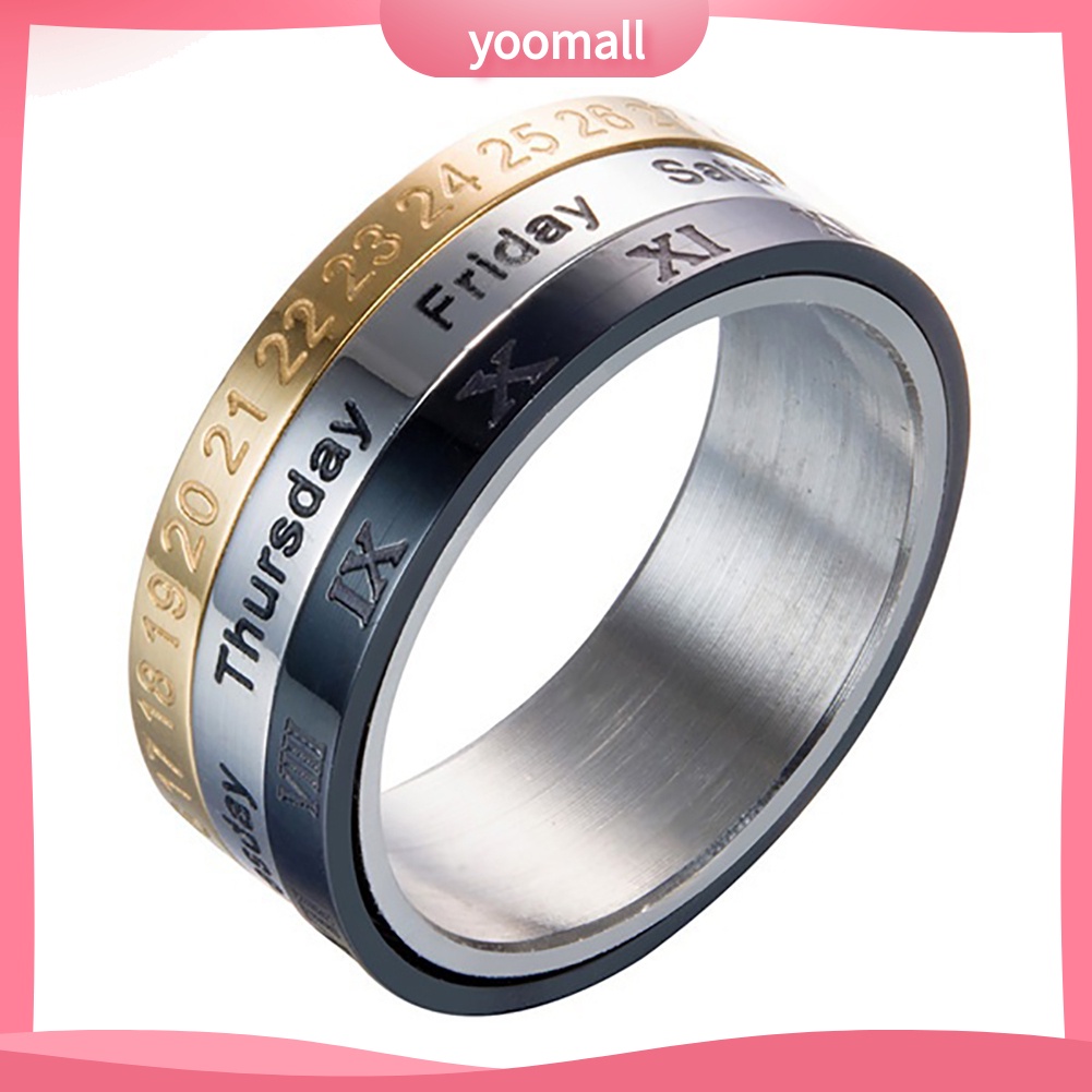 [YM] Nhẫn Titan Ba Chiếc Lịch Ngày Tháng Xoay Sáng Tạo