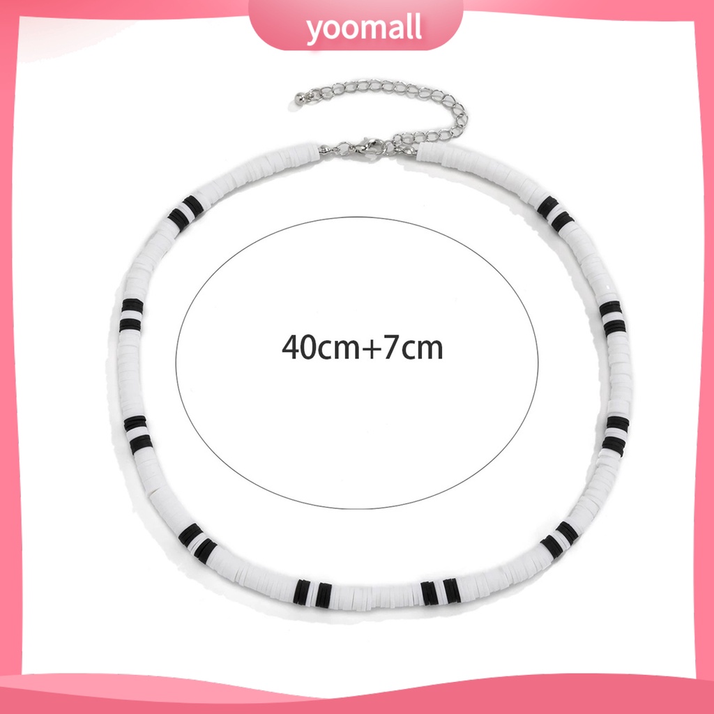 Vòng cổ Hạt Đất Sét Polymer Màu Trắng Đen Phong Cách Bohemia Thời Trang Cho Nam