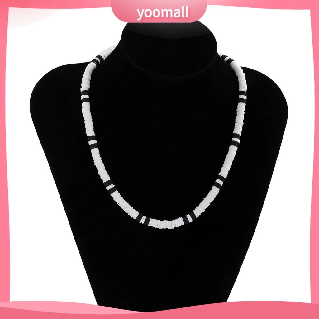 Vòng cổ Hạt Đất Sét Polymer Màu Trắng Đen Phong Cách Bohemia Thời Trang Cho Nam