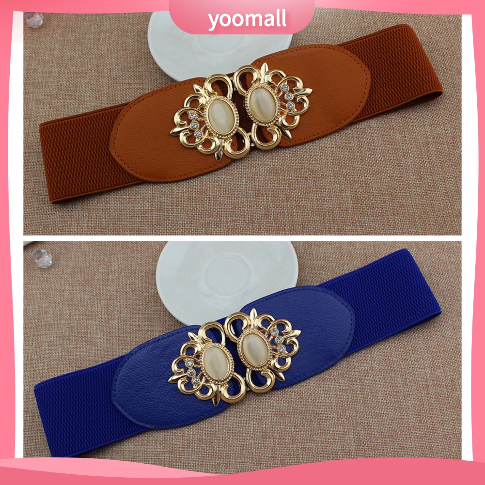 Thắt Lưng Đính Đá Opal Nhân Tạo Phối Khóa Kim Loại Thời Trang Cho Nữ