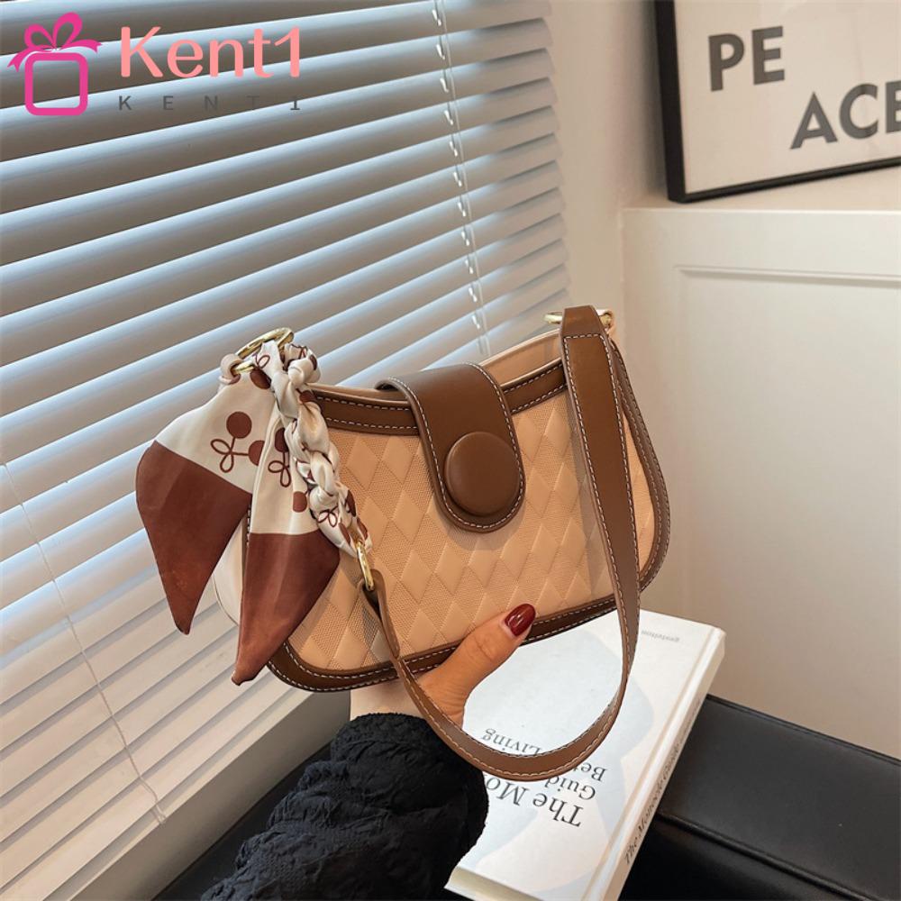 KENT1 Túi Đeo Vai / Xách Tay Bằng Da PU Họa Tiết Kẻ Sọc Màu Trơn Thời Trang Cho Nữ