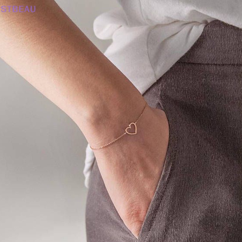 [Cxsteau] Vòng Tay Trang Sức Hình Trái Tim Đơn Giản Thời Trang Âu Mỹ Tự Làm Quà Tặng Cho Bạn Gái MME