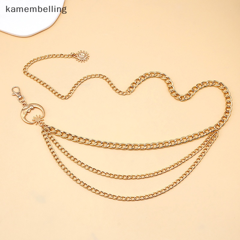 Thắt Lưng Dây Xích Hình Trăng Sao Màu Vàng / Bạc 1 Cái Cho Nữ