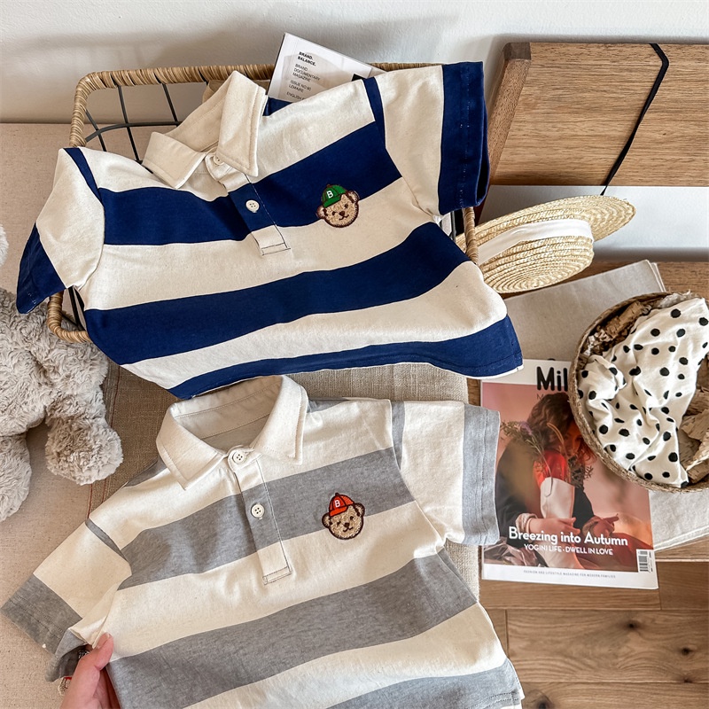Áo polo sọc ngang dễ thương cho bé