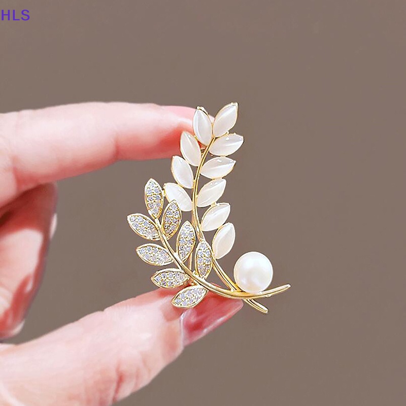 [HLS] Ghim Cài Áo Bằng Lúa Mạch Đính Đá Opal Ngọc Trai Lấp Lánh Chống Ánh Sáng Nhẹ Phụ Kiện Trang Sức Tinh Tế