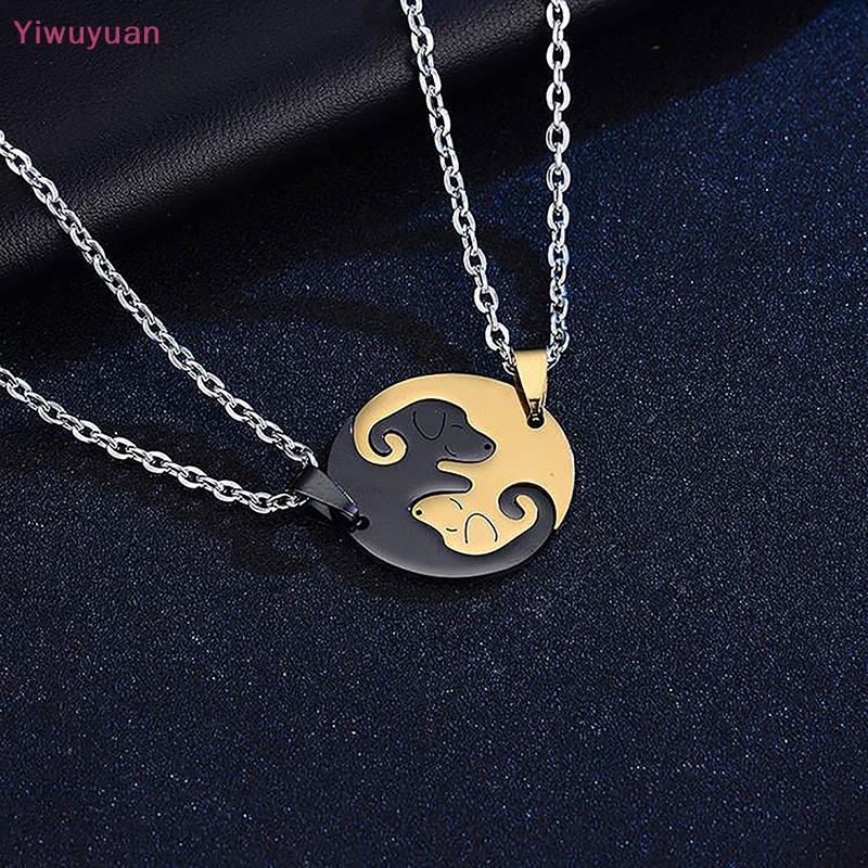 Bộ 2 Vòng cổ Đôi Mặt Âm Dương Bằng Thép Không Gỉ Mới