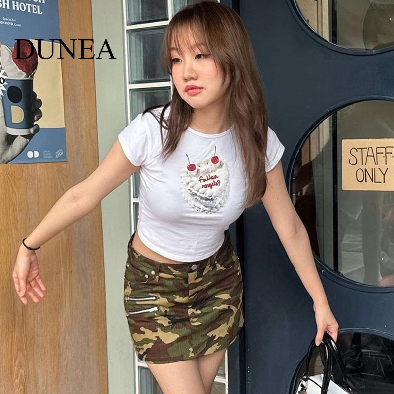 Áo Thun Crop Top In Hình Bánh Kem Phong Cách Hàn Quốc Đơn Giản Dành Cho Nữ