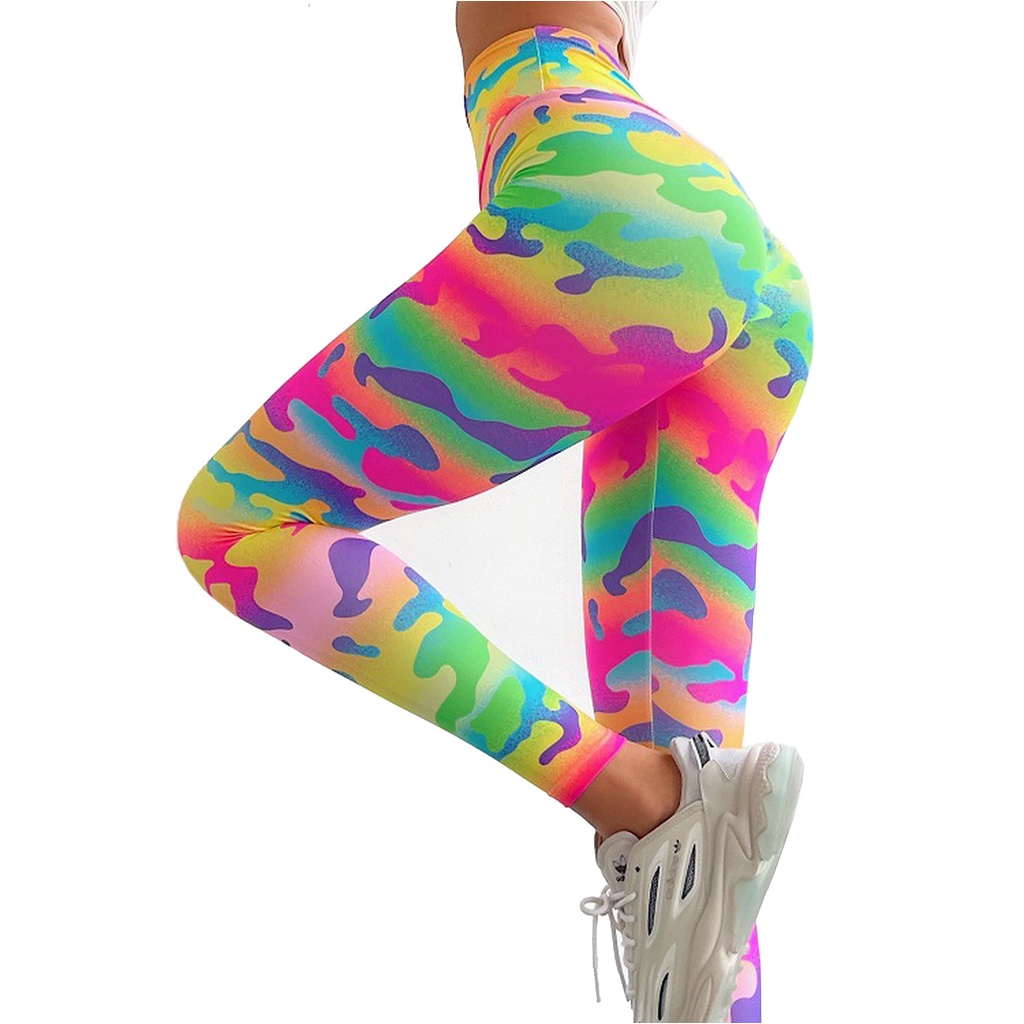 Quần Legging Thể Thao Nữ Eo Cao Khô Nhanh In Họa Tiết Da Báo Phong Cách Mới
