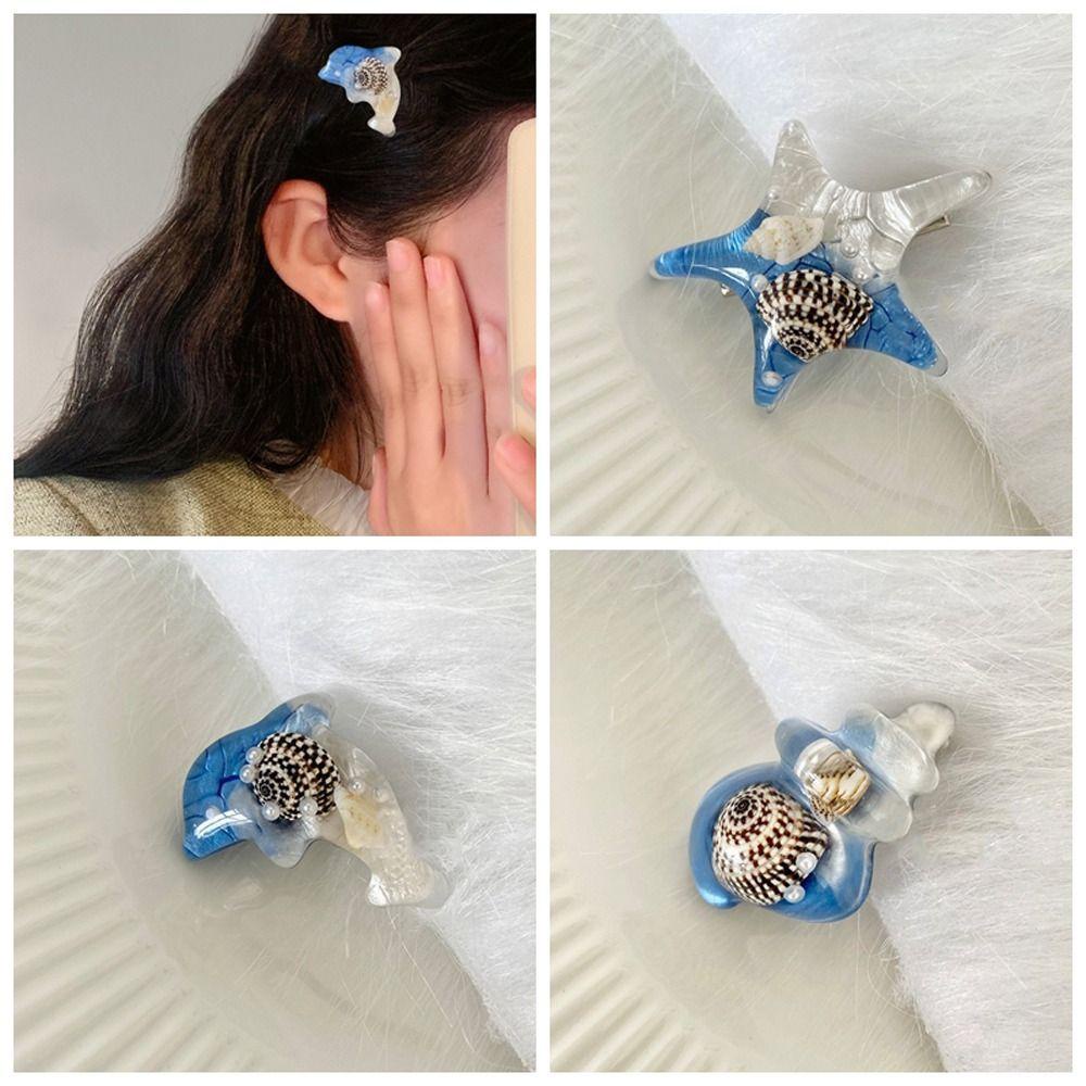 Anemone Kẹp Tóc Hình Vỏ Sò Sao Biển Cá Heo Xanh Dương Sáng Tạo Cho Bữa Tiệc