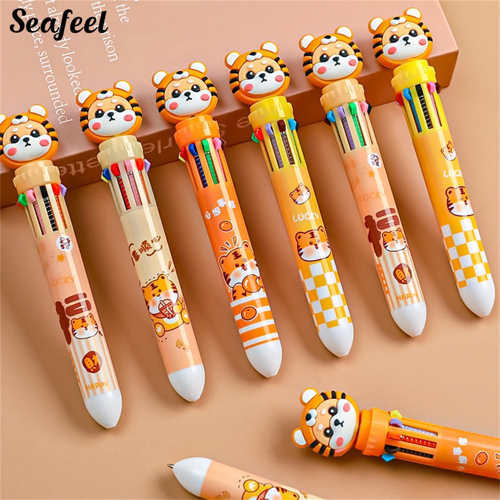 Bút Bi 10 Màu Tùy Chọn Nhanh Khô Bằng Nhựa Tiện Dụng