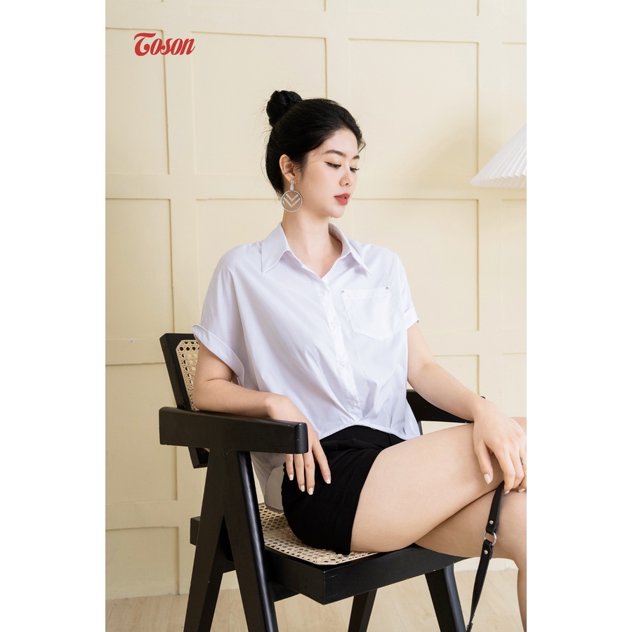 Áo sơ mi trắng cá tính, tay lắc zăng bo gấu Limitted 14083W93 Toson